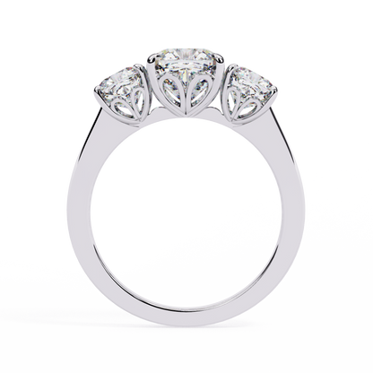 Trinity Regal – Cushion Trio Diamond Ring in 14K Gold