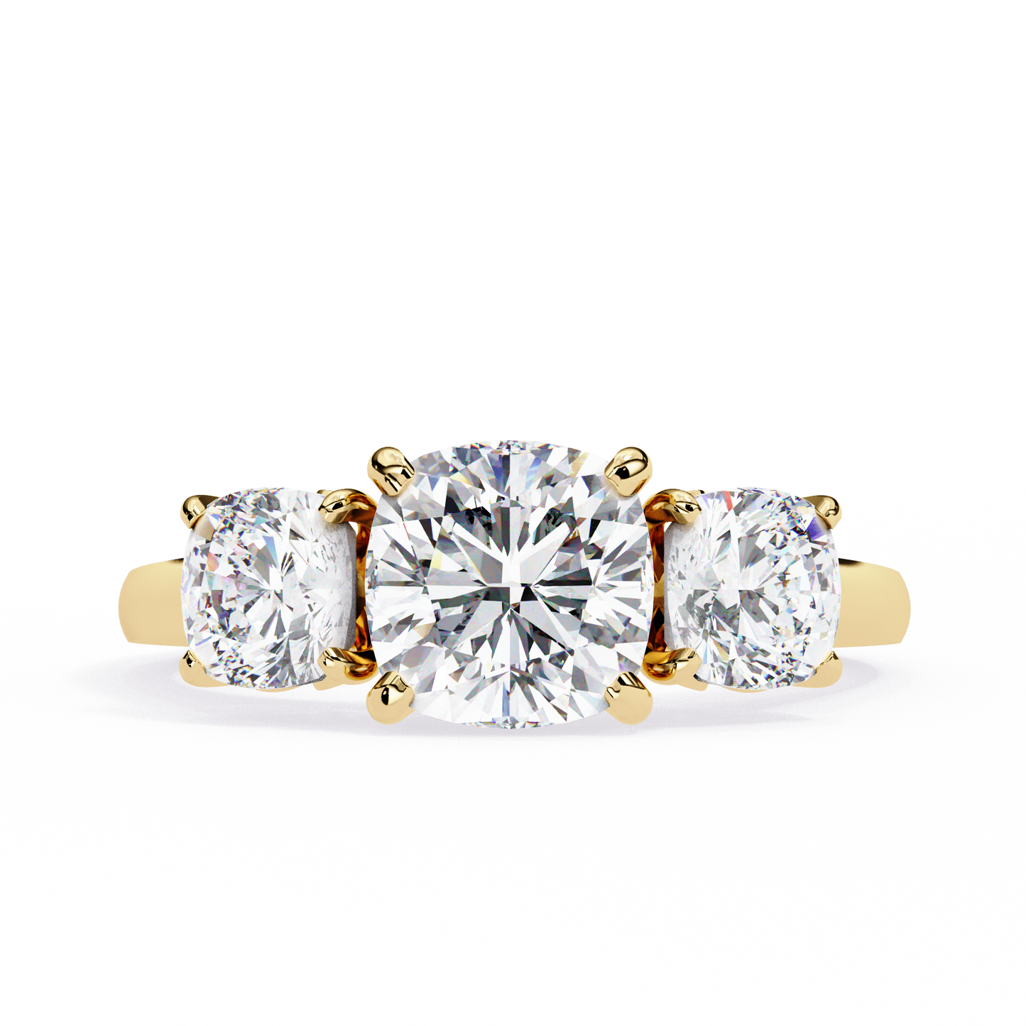 Trinity Regal – Cushion Trio Diamond Ring in 14K Gold