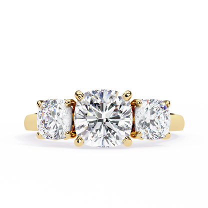 Trinity Regal – Cushion Trio Diamond Ring in 14K Gold
