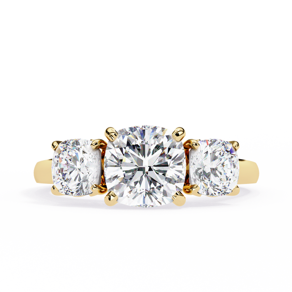 Trinity Regal – Cushion Trio Diamond Ring in 14K Gold