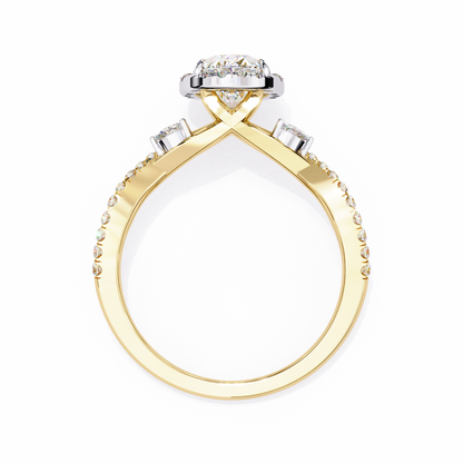 Oval Crown – Lab Diamond Ring with Tapered Band in 14K Gold