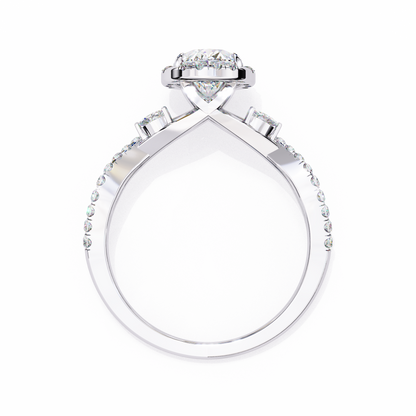 Oval Crown – Lab Diamond Ring with Tapered Band in 14K Gold