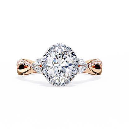 Oval Crown – Lab Diamond Ring with Tapered Band in 14K Gold