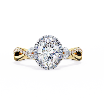 Oval Crown – Lab Diamond Ring with Tapered Band in 14K Gold