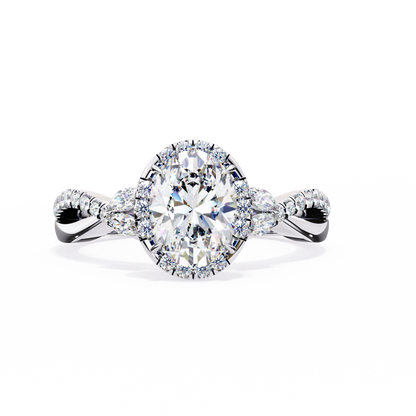 Oval Crown – Lab Diamond Ring with Tapered Band in 14K Gold