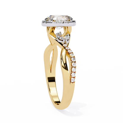 Oval Crown – Lab Diamond Ring with Tapered Band in 14K Gold
