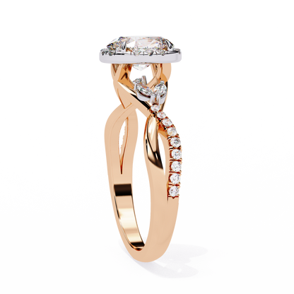 Oval Crown – Lab Diamond Ring with Tapered Band in 14K Gold