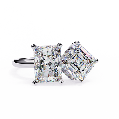 Toi et Moi – Lab Diamond Duo Ring with Radiant & Accent in 14K Gold