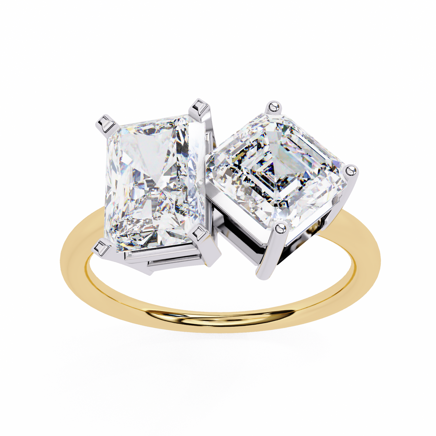Toi et Moi – Diamond Duo Ring with Radiant & Asscher in 14K Gold