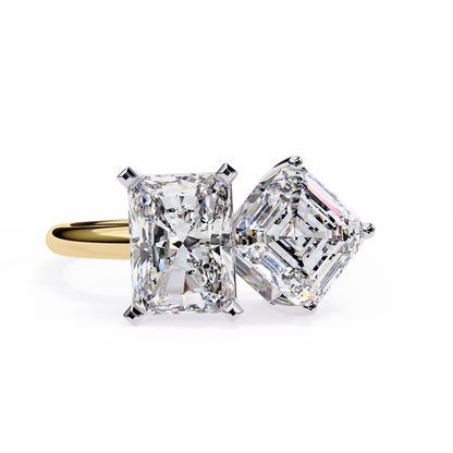 Toi et Moi – Lab Diamond Duo Ring with Radiant & Accent in 14K Gold