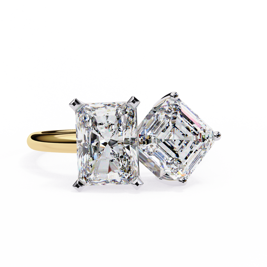 Toi et Moi – Lab Diamond Duo Ring with Radiant & Accent in 14K Gold