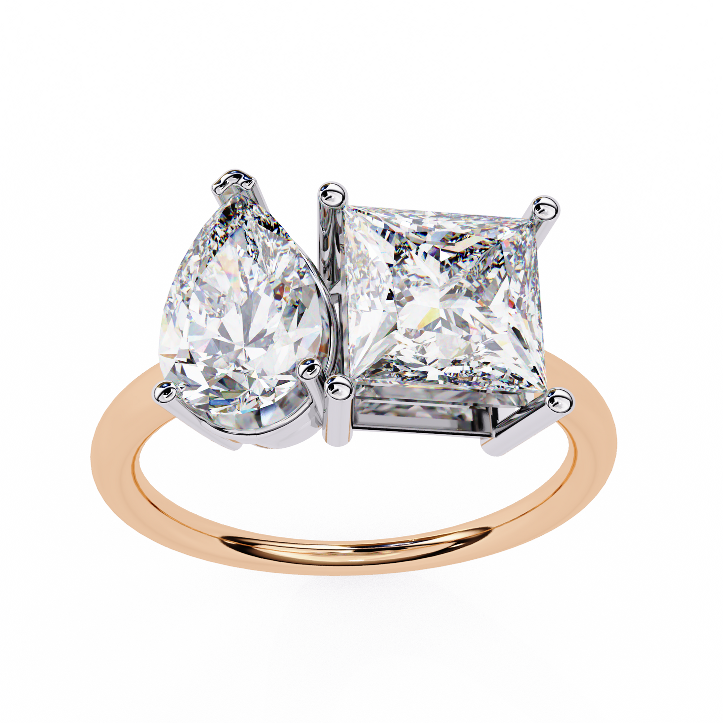 Toi Moi Fleur – Pear & Princess Lab Diamond Open Ring in 14K Gold