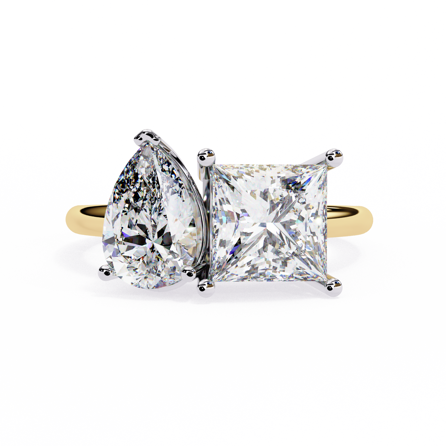 Toi Moi Fleur – Pear & Princess Lab Diamond Open Ring in 14K Gold