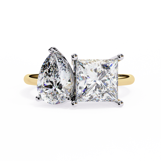Toi Moi Fleur – Pear & Princess Lab Diamond Open Ring in 14K Gold