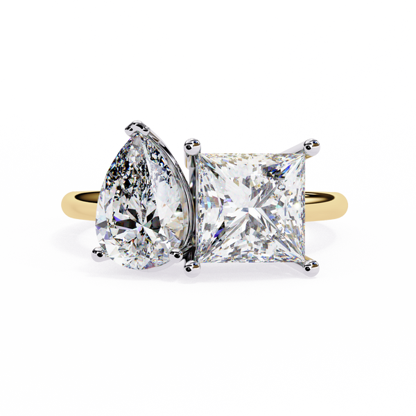 Toi Moi Fleur – Pear & Princess Diamond Open Ring in 14K Gold