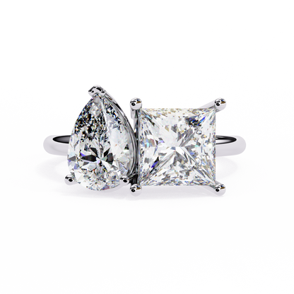 Toi Moi Fleur – Pear & Princess Lab Diamond Open Ring in 14K Gold