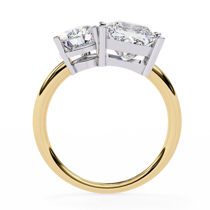Toi Moi Fleur – Pear & Princess Lab Diamond Open Ring in 14K Gold