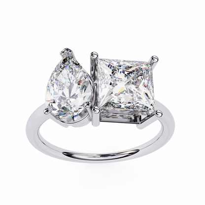 Toi Moi Fleur – Pear & Princess Diamond Open Ring in 14K Gold