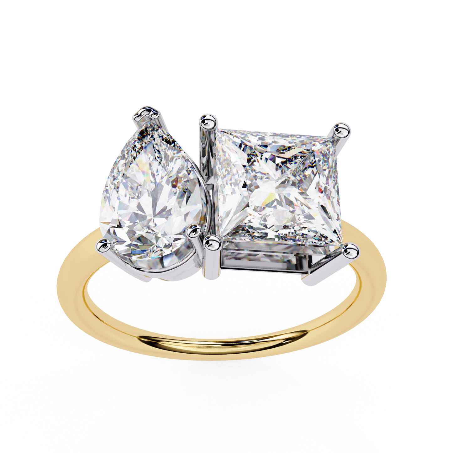 Toi Moi Fleur – Pear & Princess Lab Diamond Open Ring in 14K Gold