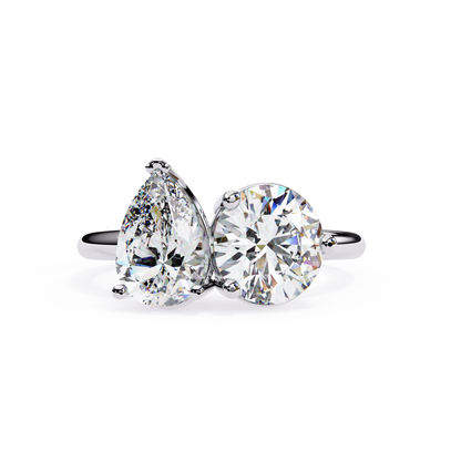 Toi Moi Pear – Dual Pear & Round Lab Diamond Open Ring in 14K Gold