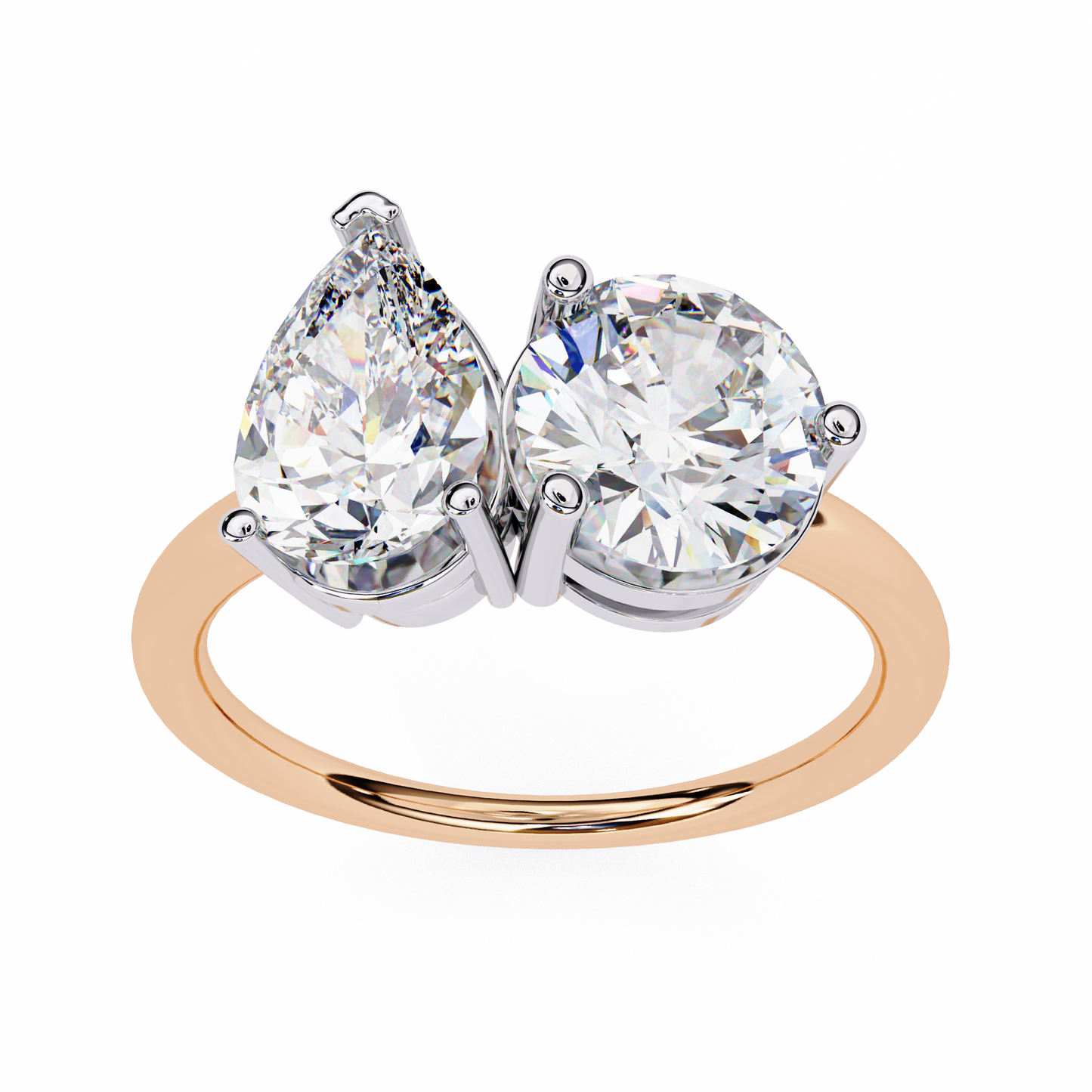 Toi Moi Pear – Dual Pear & Round Lab Diamond Open Ring in 14K Gold