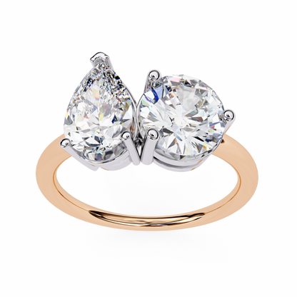 Toi Moi Pear – Dual Pear & Round Lab Diamond Open Ring in 14K Gold