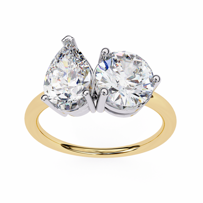 Toi Moi Pear – Dual Pear & Round Lab Diamond Open Ring in 14K Gold