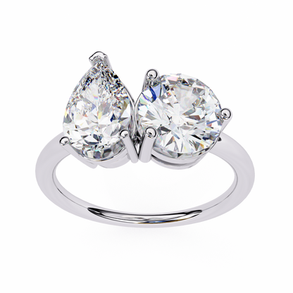 Toi Moi Pear – Dual Pear & Round Lab Diamond Open Ring in 14K Gold
