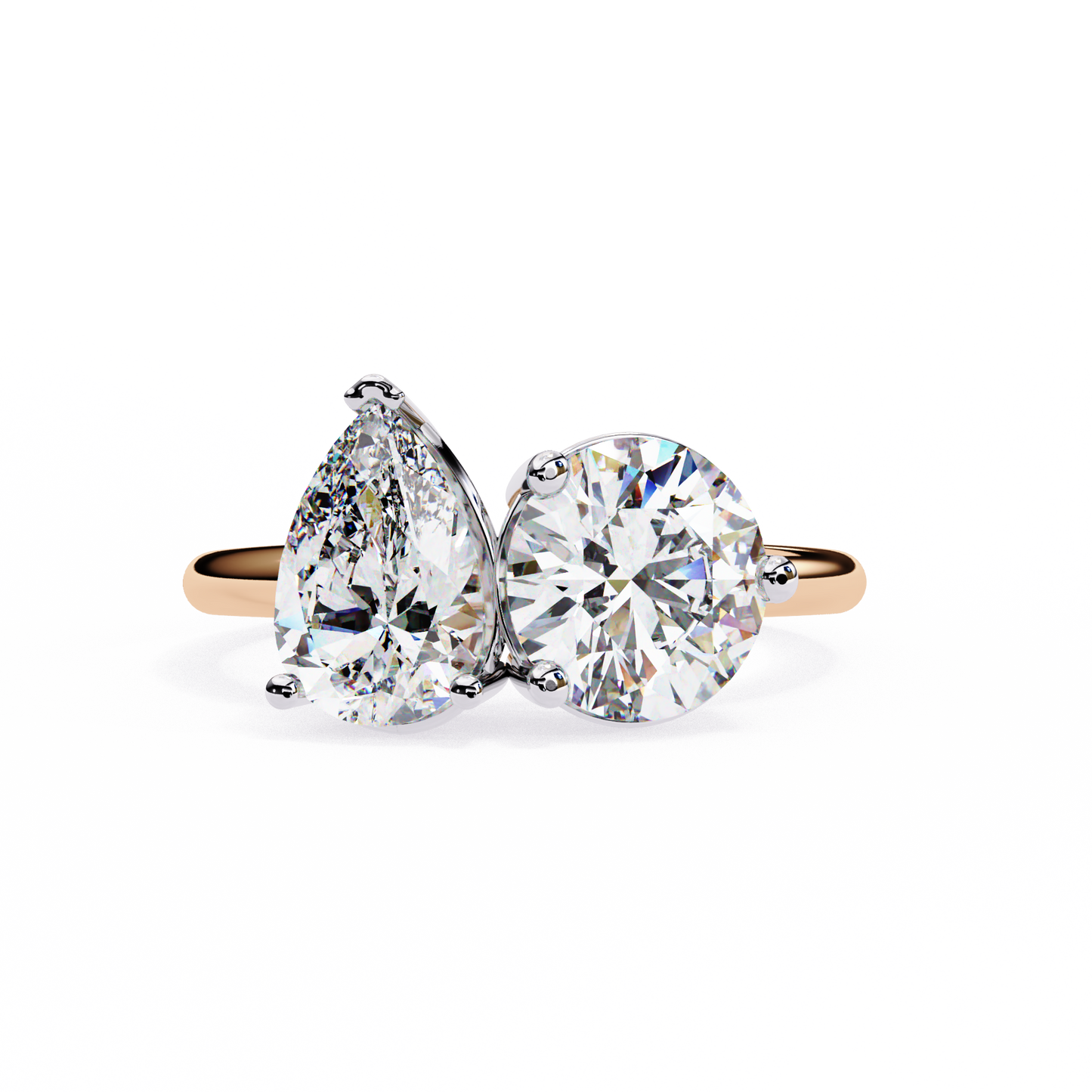Toi Moi Pear – Dual Pear & Round Lab Diamond Open Ring in 14K Gold