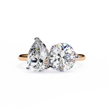 Toi Moi Pear – Dual Pear & Round Lab Diamond Open Ring in 14K Gold