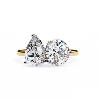 Toi Moi Pear – Dual Pear & Round Lab Diamond Open Ring in 14K Gold