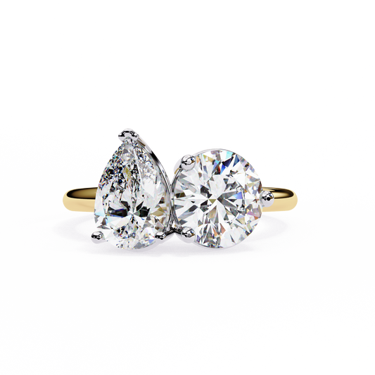 Toi Moi Pear – Dual Pear & Round Lab Diamond Open Ring in 14K Gold
