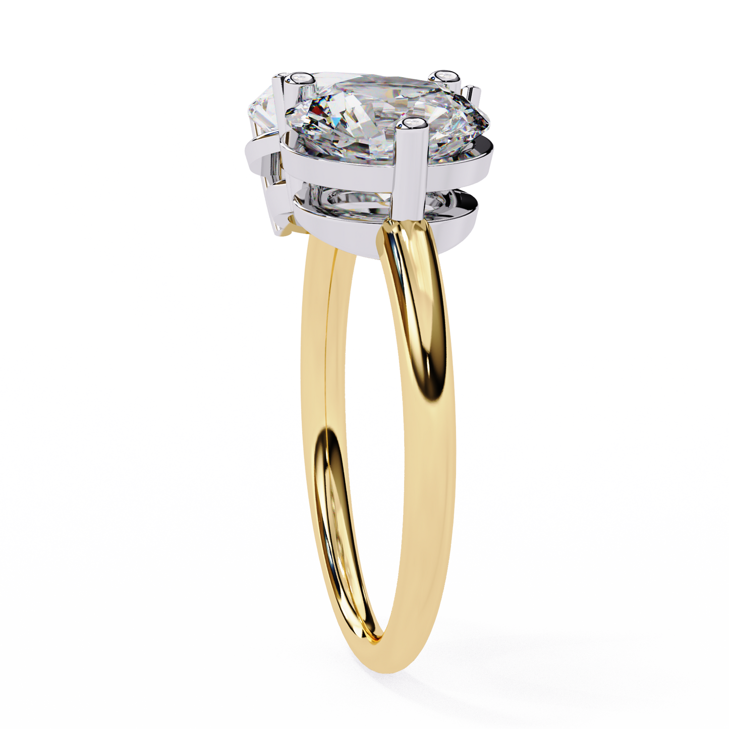 Toi Moi Pear – Dual Pear & Round Lab Diamond Open Ring in 14K Gold