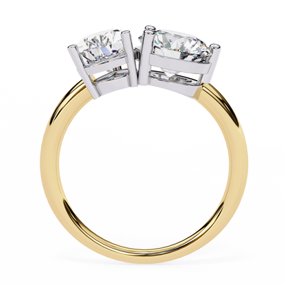 Toi Moi Pear – Dual Pear & Round Lab Diamond Open Ring in 14K Gold