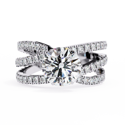 Round Whisper – Lab Diamond Pavé Band with Satin Gold in 14K