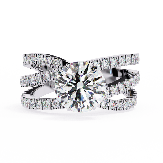 Round Whisper – Lab Diamond Pavé Band with Satin Gold in 14K