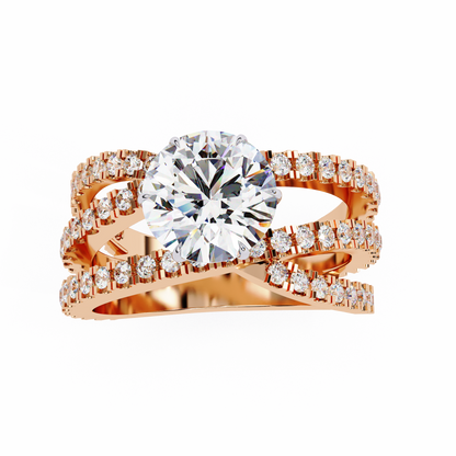 Round Whisper – Diamond Pavé Band with Satin Gold in 14K