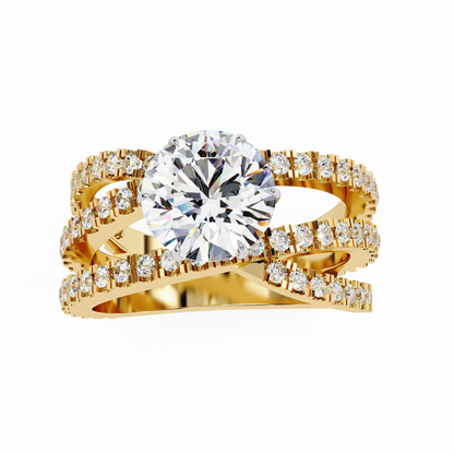 Round Whisper – Diamond Pavé Band with Satin Gold in 14K