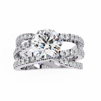 Round Whisper – Diamond Pavé Band with Satin Gold in 14K