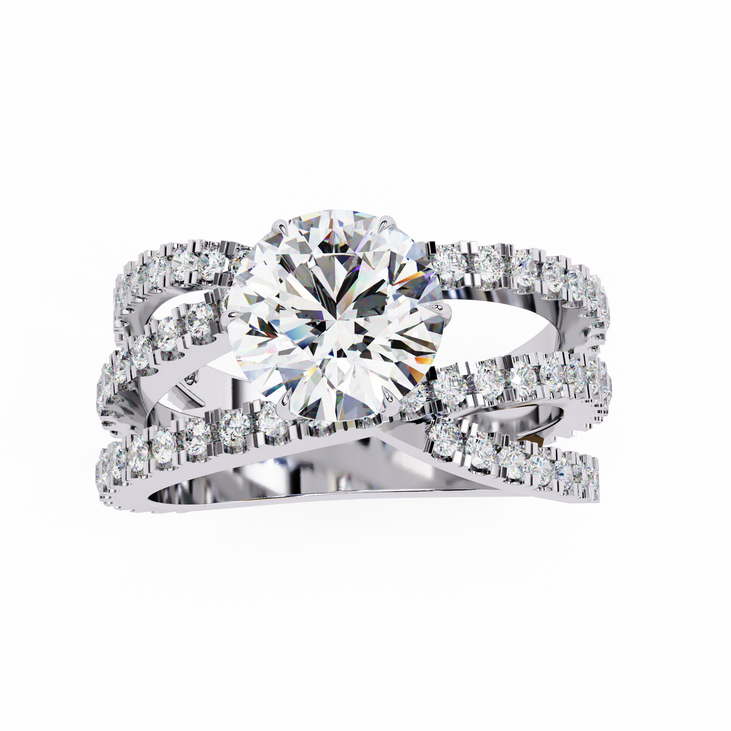 Round Whisper – Lab Diamond Pavé Band with Satin Gold in 14K
