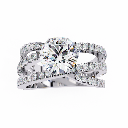 Round Whisper – Lab Diamond Pavé Band with Satin Gold in 14K