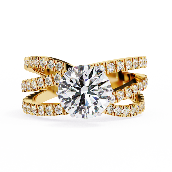 Round Whisper – Diamond Pavé Band with Satin Gold in 14K