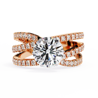 Round Whisper – Lab Diamond Pavé Band with Satin Gold in 14K