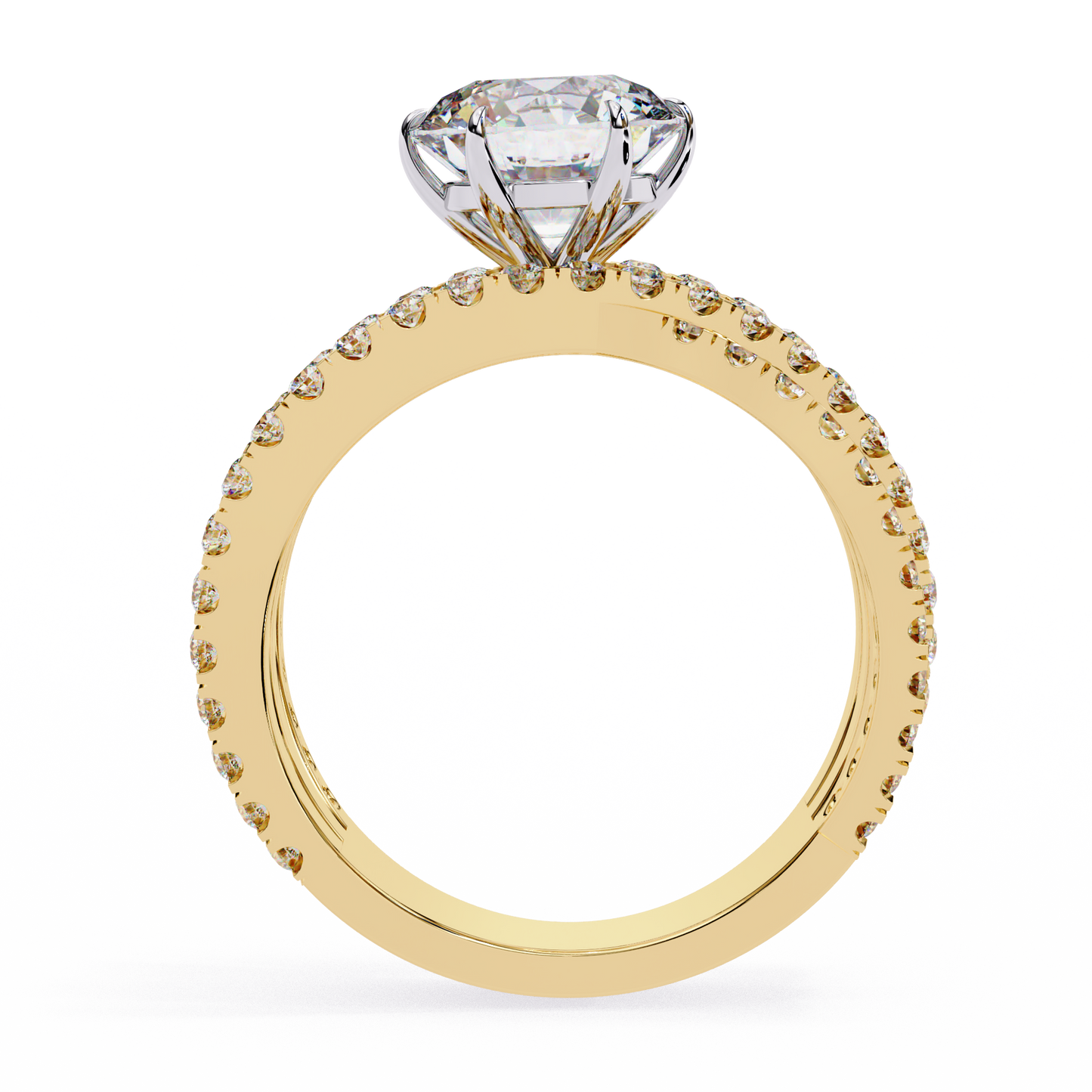 Round Whisper – Lab Diamond Pavé Band with Satin Gold in 14K
