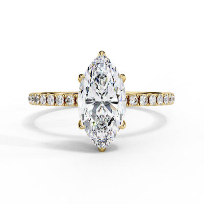 Flare Crest – Marquise & Round Lab Diamond Fan Ring