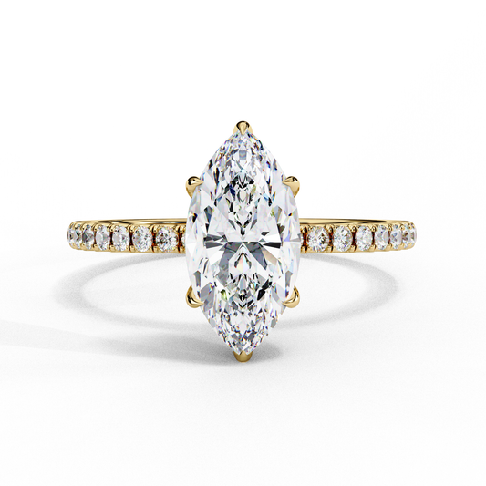 Flare Crest – Marquise & Round Lab Diamond Fan Ring