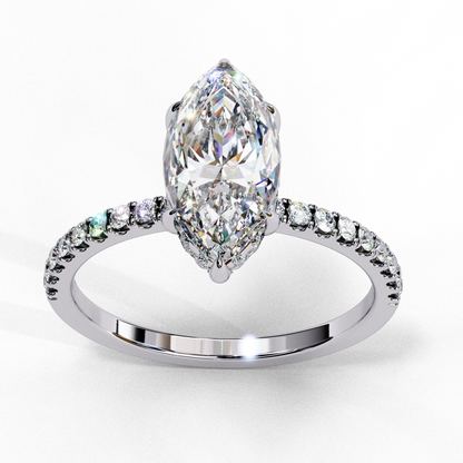 Flare Crest – Marquise & Round Lab Diamond Fan Ring