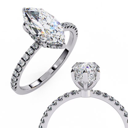 Flare Crest – Marquise & Round Lab Diamond Fan Ring
