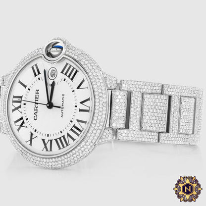 ICED OUT BALLON DE
CARTIER 42MM
STAINLESS STEEL
WATCH 25.2CT.