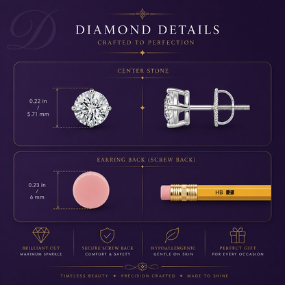 0.50 CTW 14K Lab-Grown Basket-Set Solitaire Diamond Stud Earrings